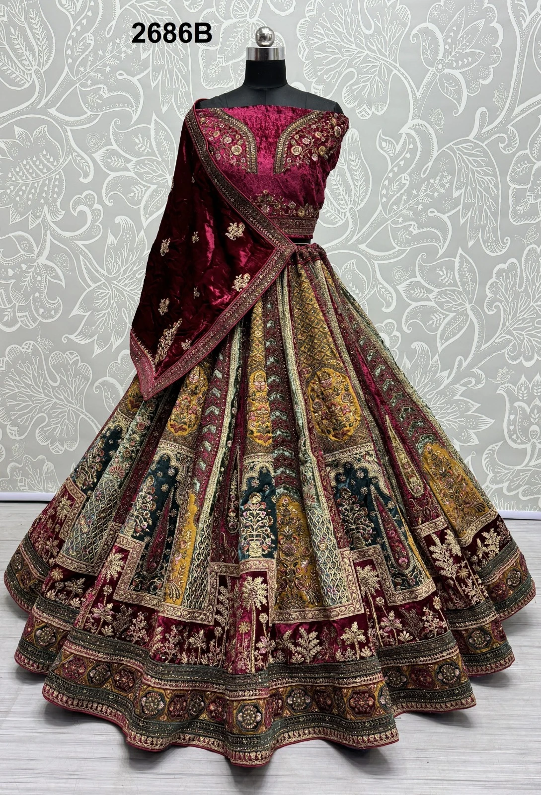 Anjani Art Designer Indian Bridal Velvet Lehenga Wholesale Catalog — Wholesale Lehenga, MPA wholesale from Surat - Gallery Image 5